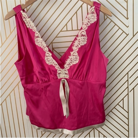 Polo Jean Company Ralph Lauren silk lace trim sleeveless top plunging neck L - Picture 7 of 11